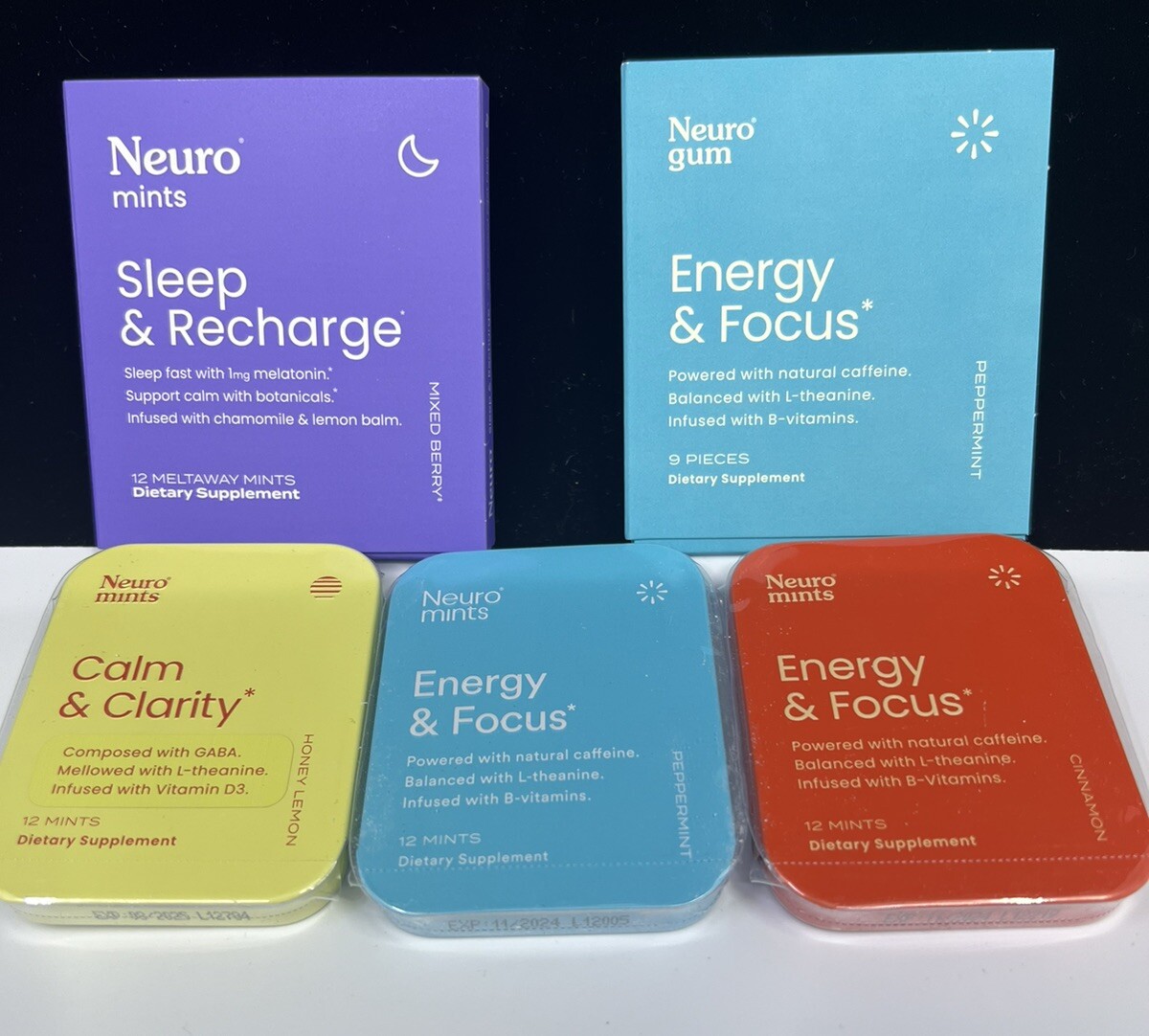 Neuro Mints Gum Energy & Focus Calm & Clarity Sleep & Recharge Nootropics Choose
