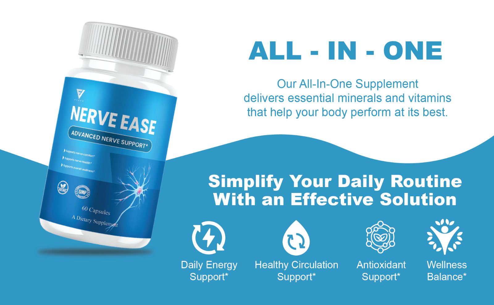 Nerve Ease Advanced Support, NerveEase Health Pills (60 Capsules)
