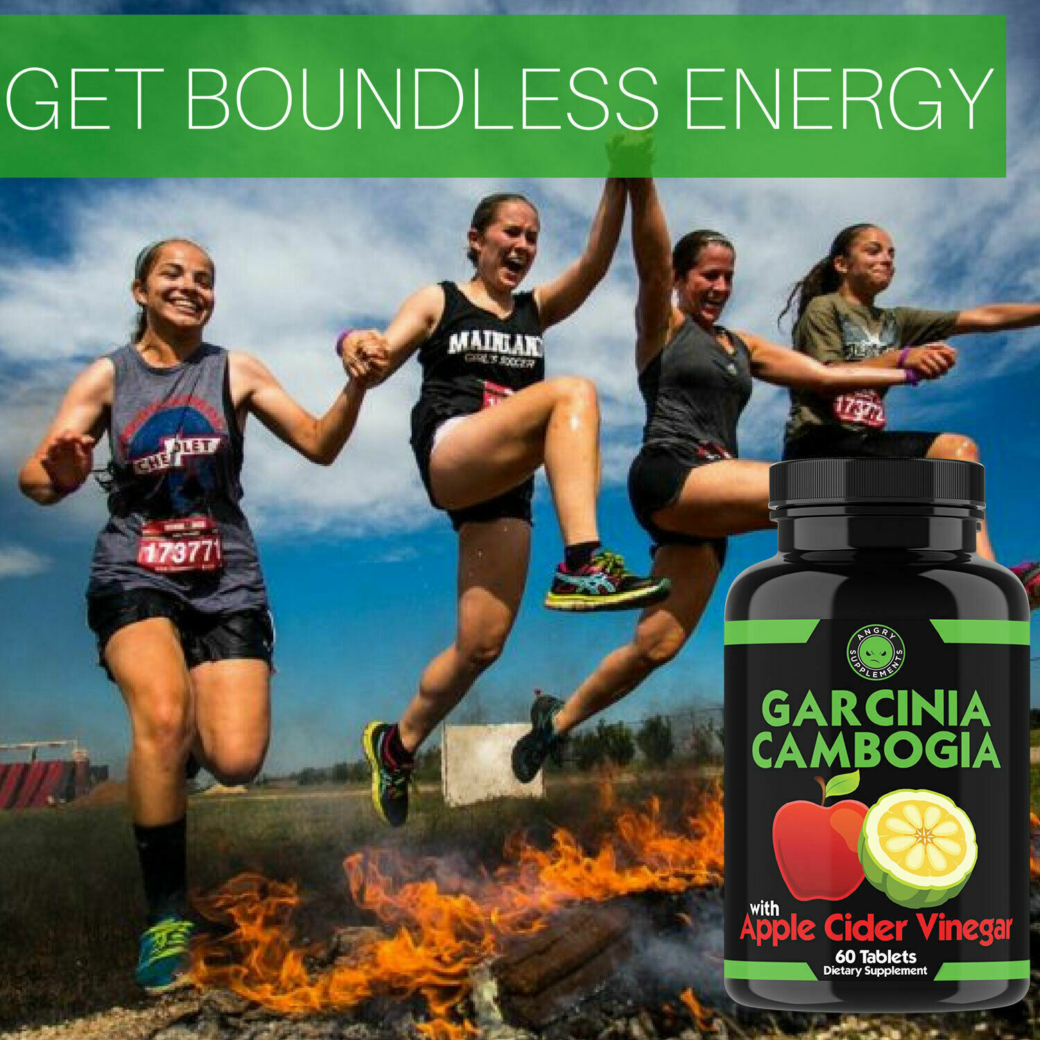 Weight Loss Garcinia Cambogia w. Apple Cider Vinegar ACV Fat Burner Combo 2-PK