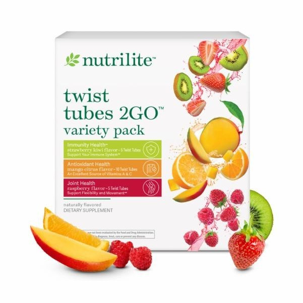 Nutrilite Twist Tubes 2GO Variety Pack Naturally Flavored 20 x 10 mL
