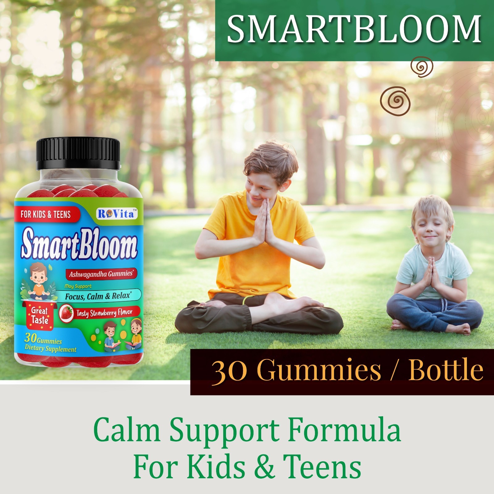 Ashwagandha Gummies Kids Stress & Focus Support Calm Supplement 30ct