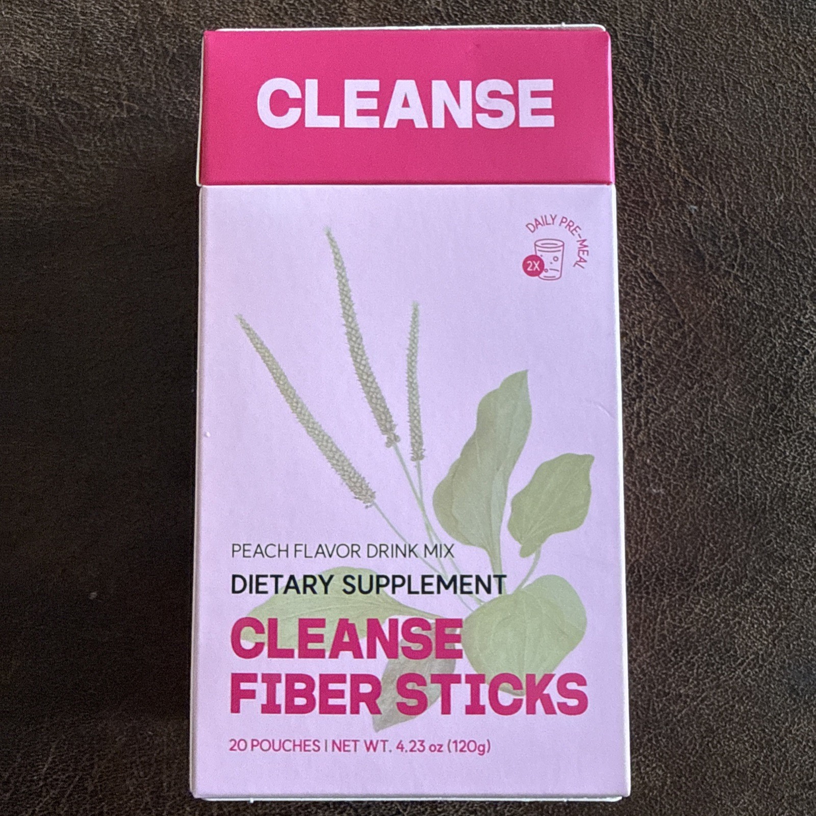 Dr. Blet Cleanse Psyllium Husk Fiber Sticks Peach Flavor Drink Mix 20 Pouches