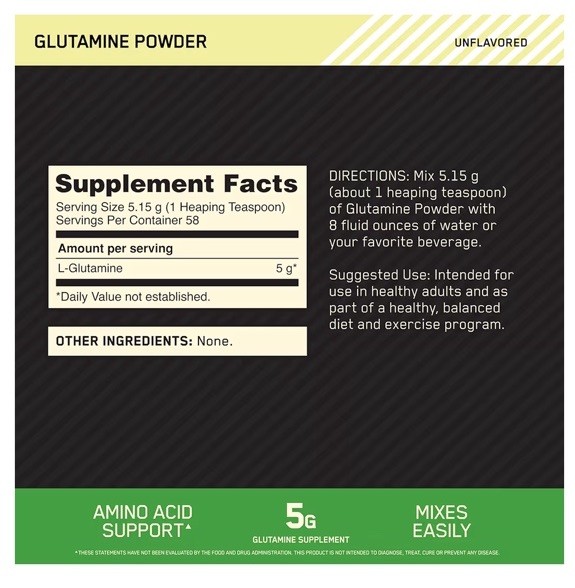 Optimum Nutrition Glutamine Powder Unflavored 10.58 oz (300 g)