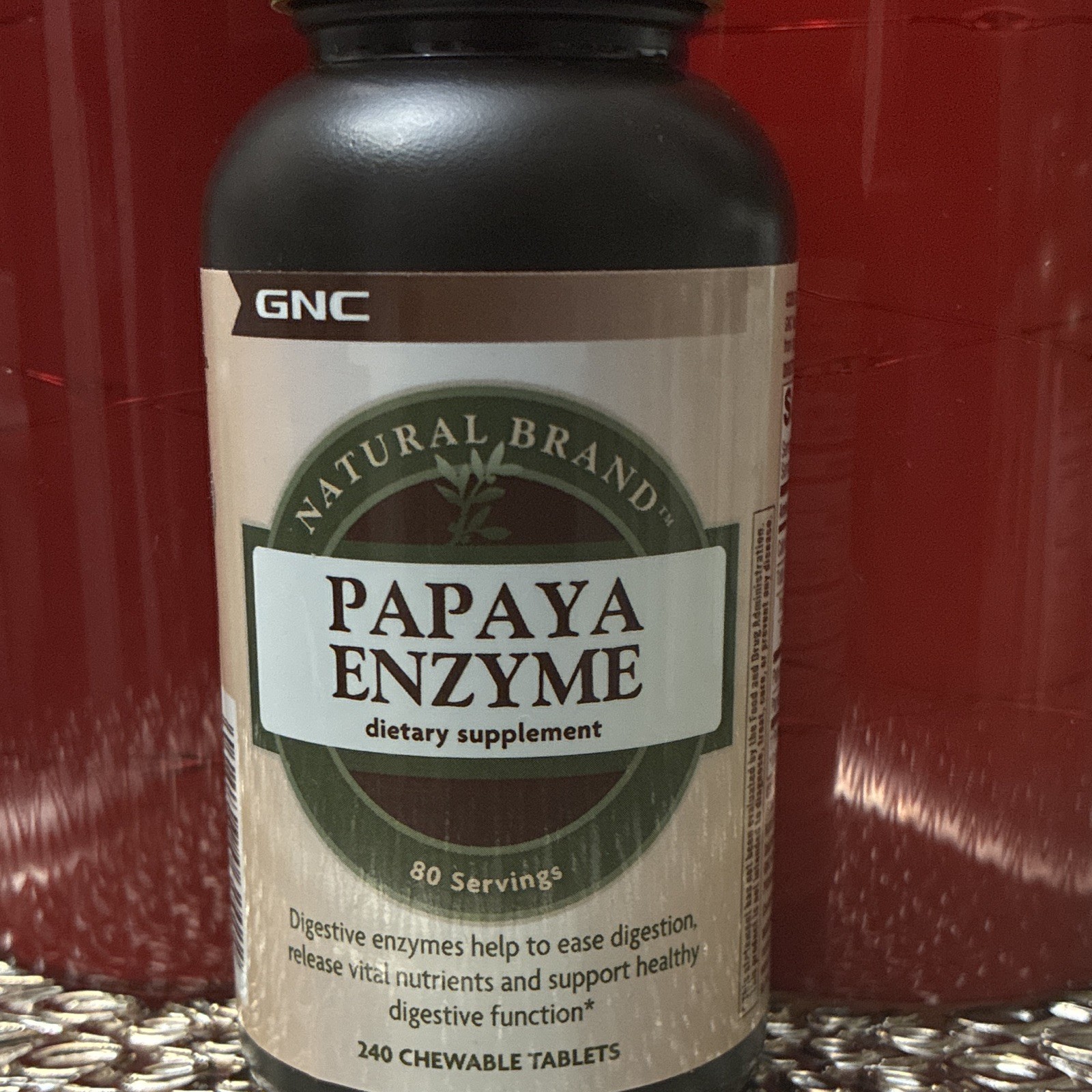 GNC Papaya Enzyme Digestive Support 240 Chewable Tablets Gluten-Free Papaya