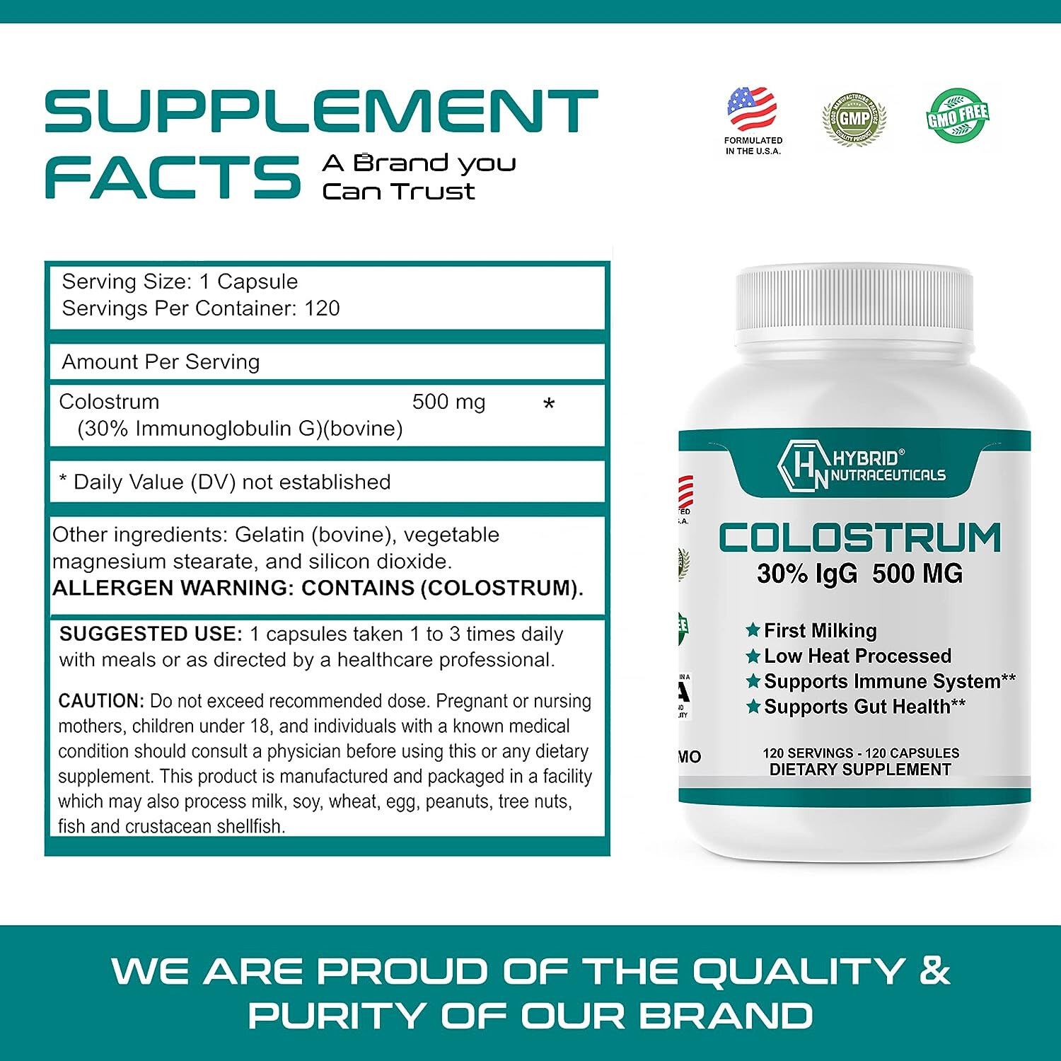 Bovine Colostrum Supplement – 30% IgG Lactoferrin, Immune Support (2 Pack)