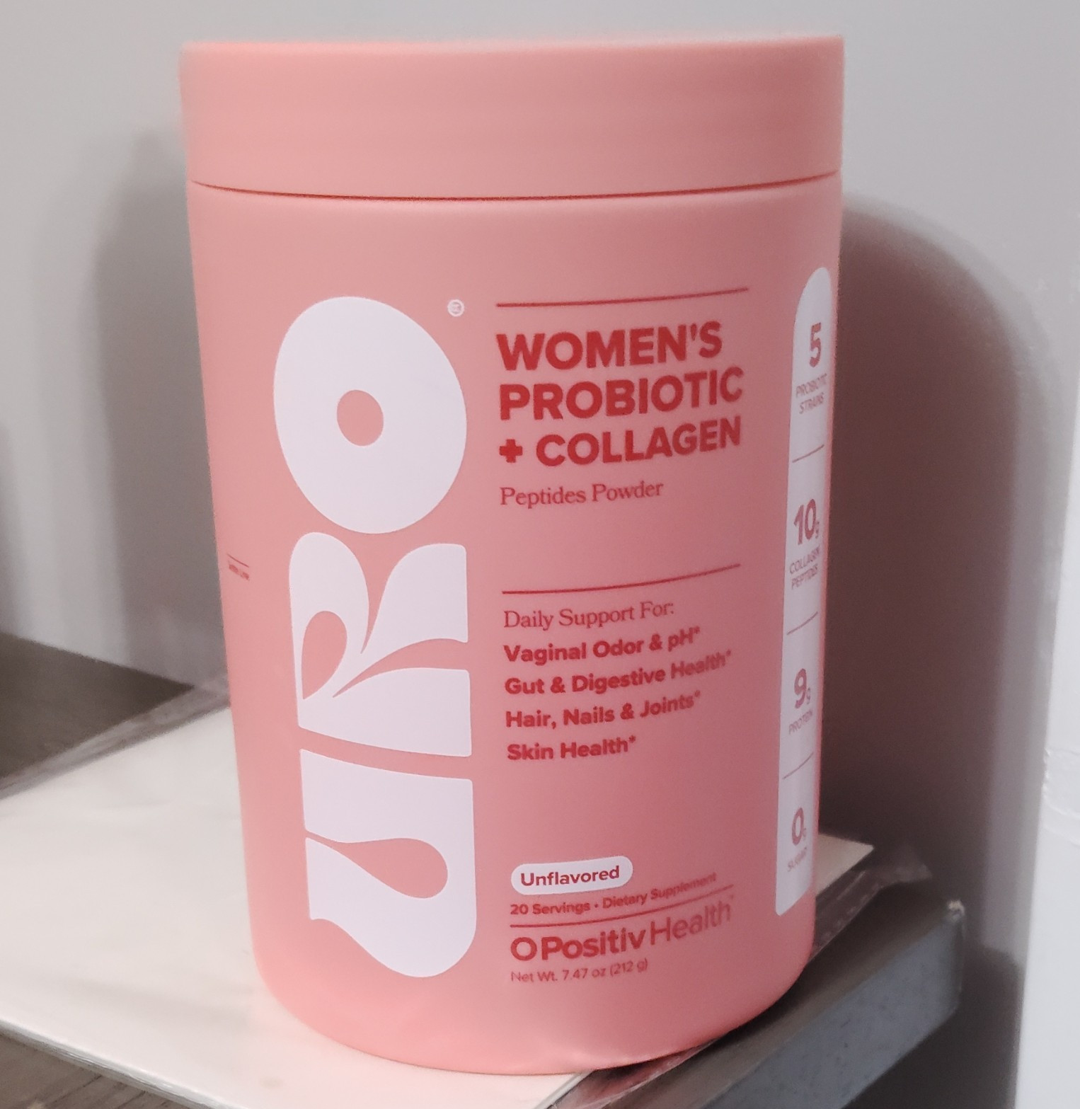 URO Women’s Probiotic + Collagen Peptides Powder Unflavored 7.47 oz