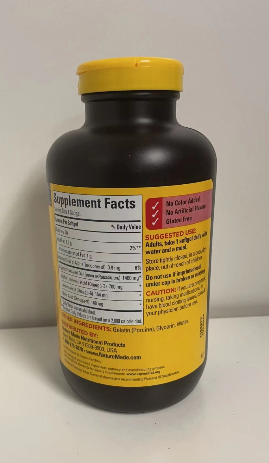 Nature Made Flaxseed Oil 1400mg, 300 Softgels