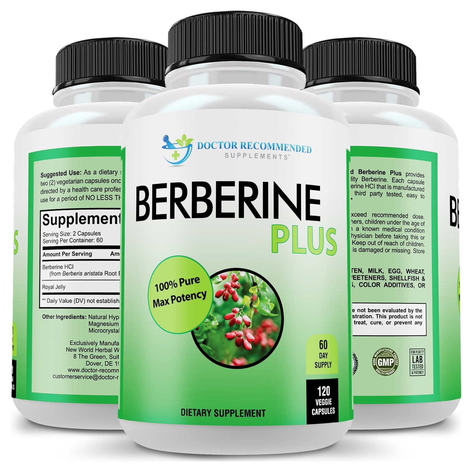 DOCTOR RECOMMENDED SUPPLEMENTS Berberine Plus 1200mg Per Serving – 120 Veggie