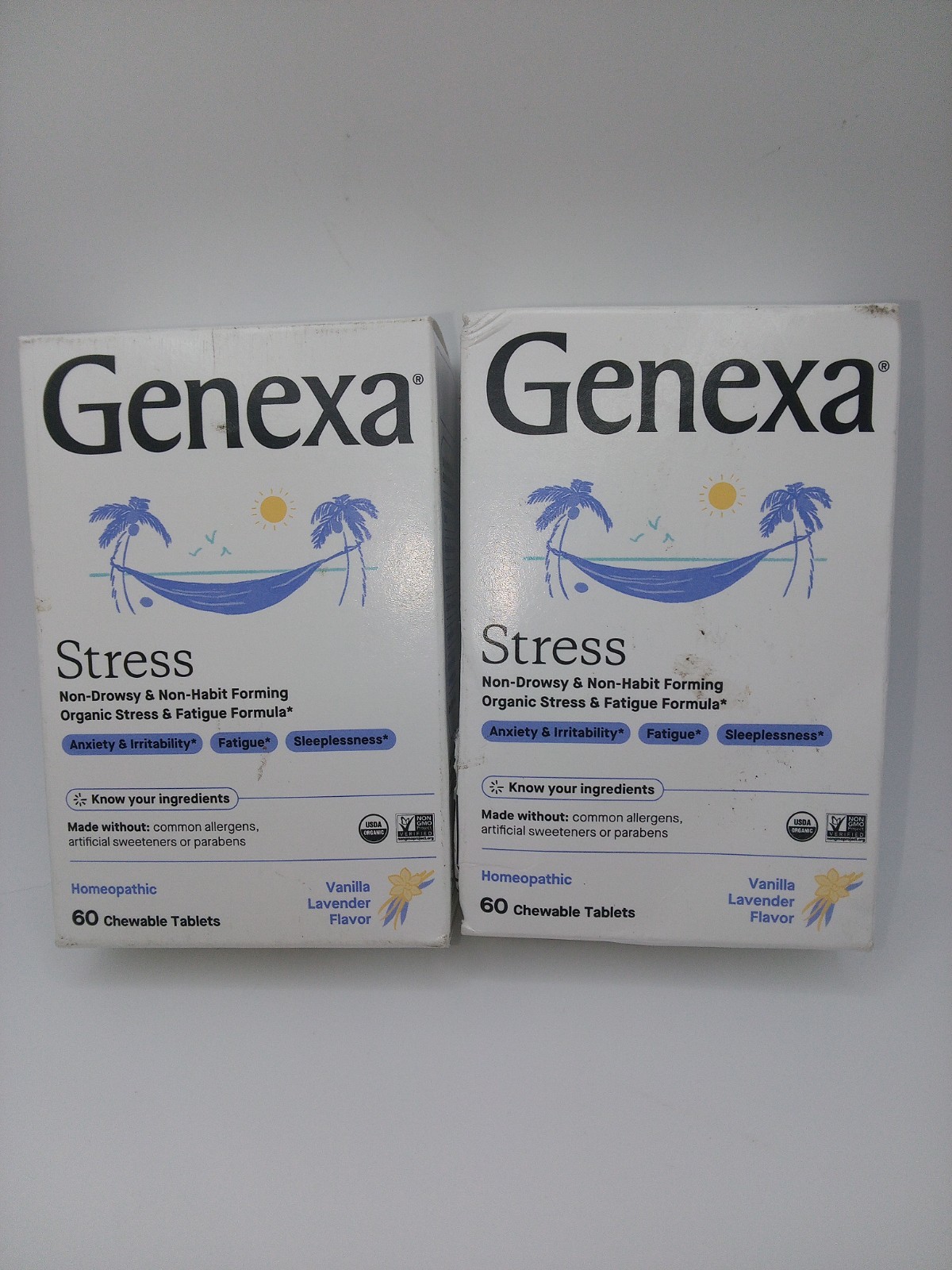 Genexa Stress Homeopathic Supplement 60 Chewable Tablets per Bottle (2 Pack)