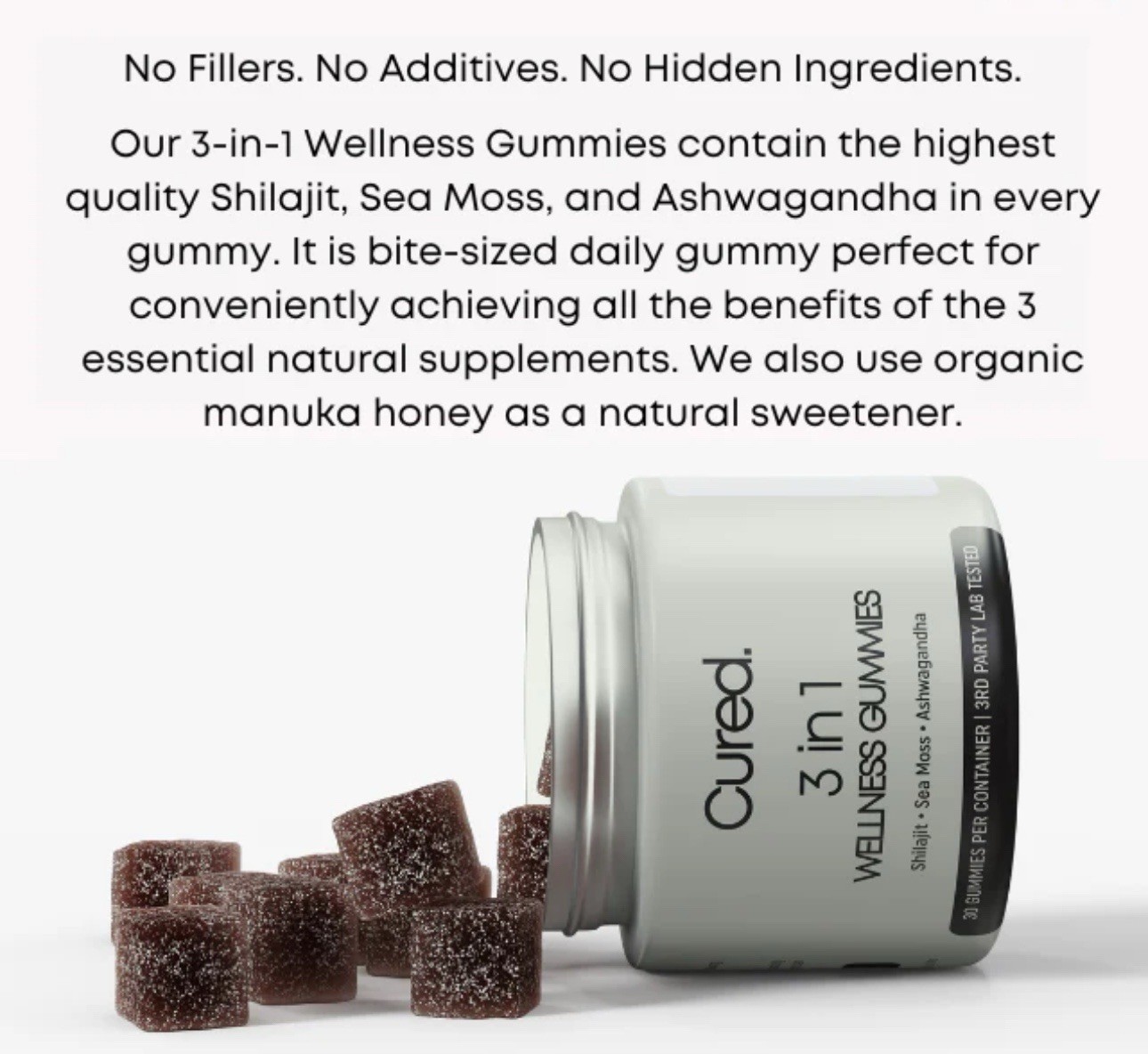 Cured 3 in 1 Gummies for Men Supports Natural Energy