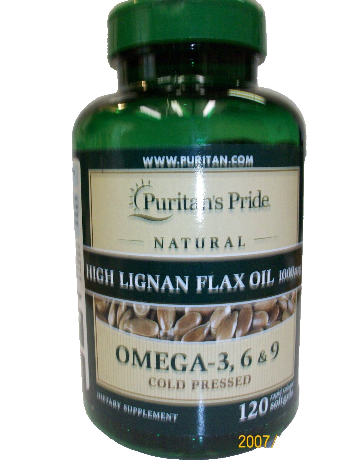 Flaxseed Oil Natural/Organic/High Lignan Omega-3-6 & 9 1,000 mg 120 Softgels