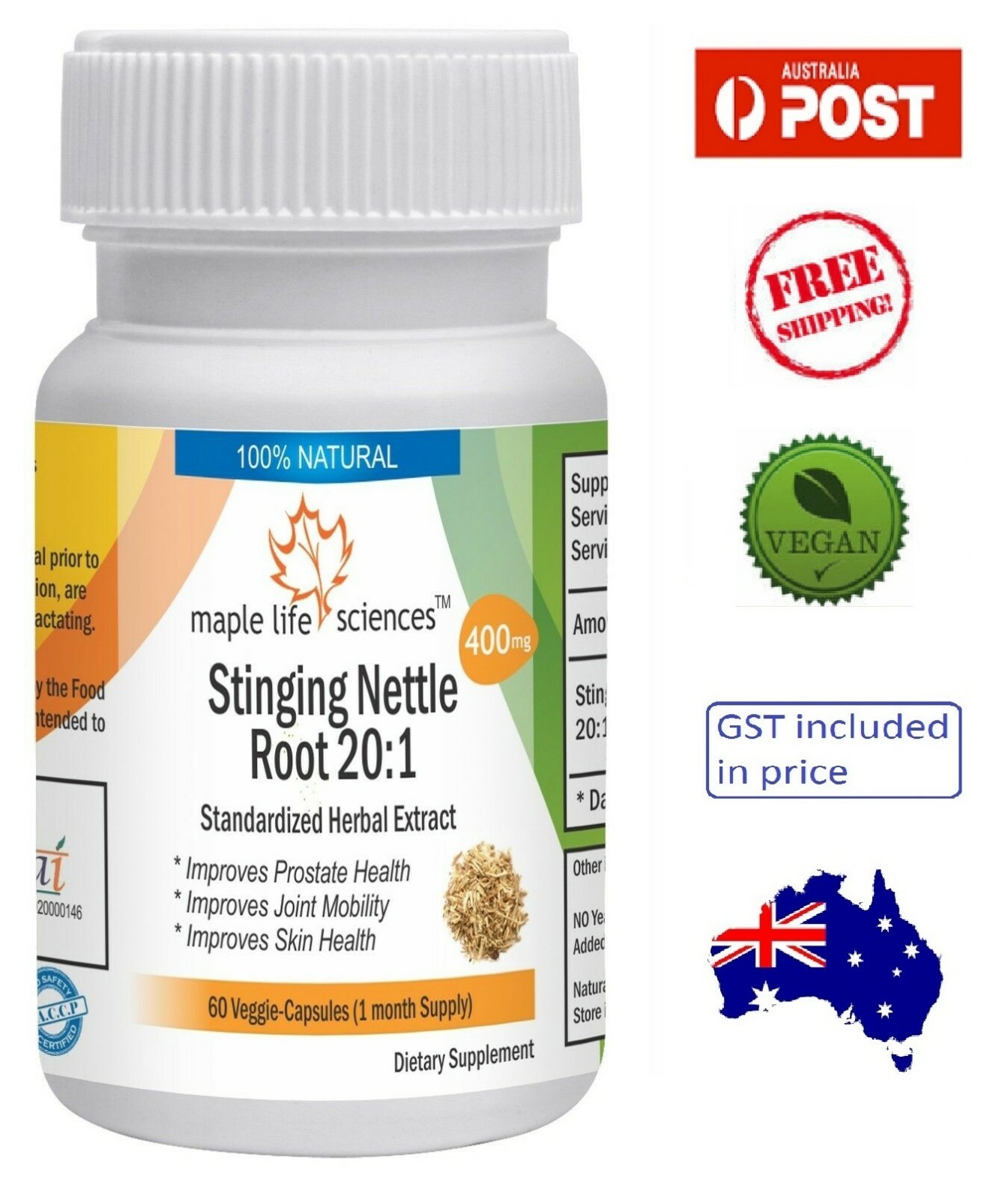 Stinging Nettle Root 20:1 Extract – 400mg – AU Stock