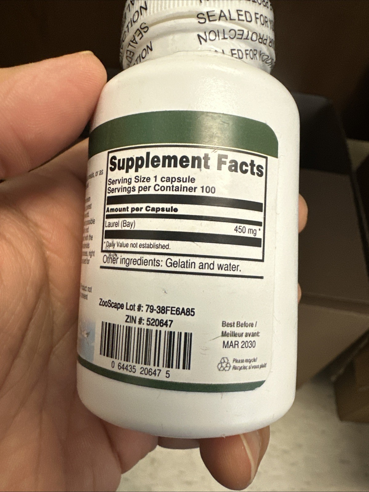 Laurel (Bay) – 450 mg (100 Capsules, ZIN: 520647) – 4 Pack
