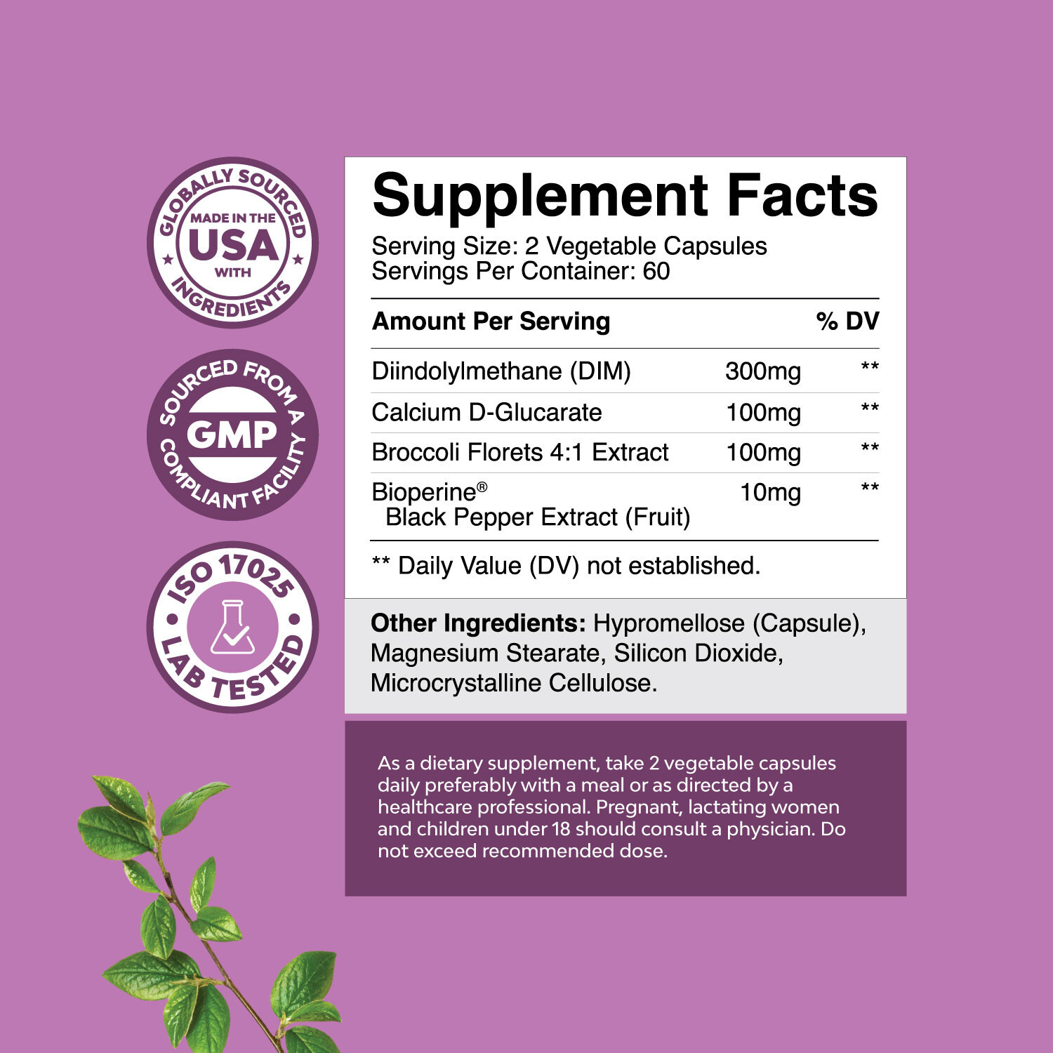 Extra Strength Diindolylmethane Dim Supplement – 300mg DIM Hormone Balance