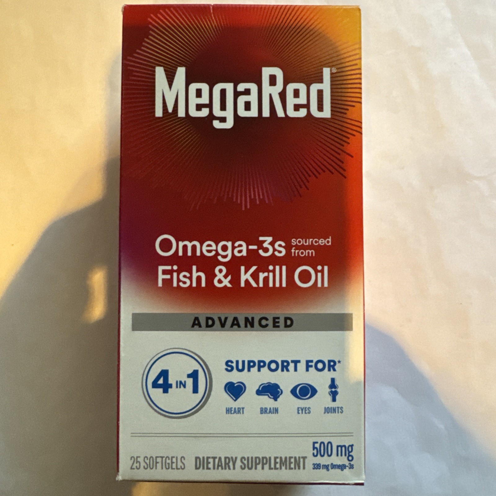 Mega Red Advanced 4in1 Fish & Krill Oil – 25 Softgels Exp 10/2025