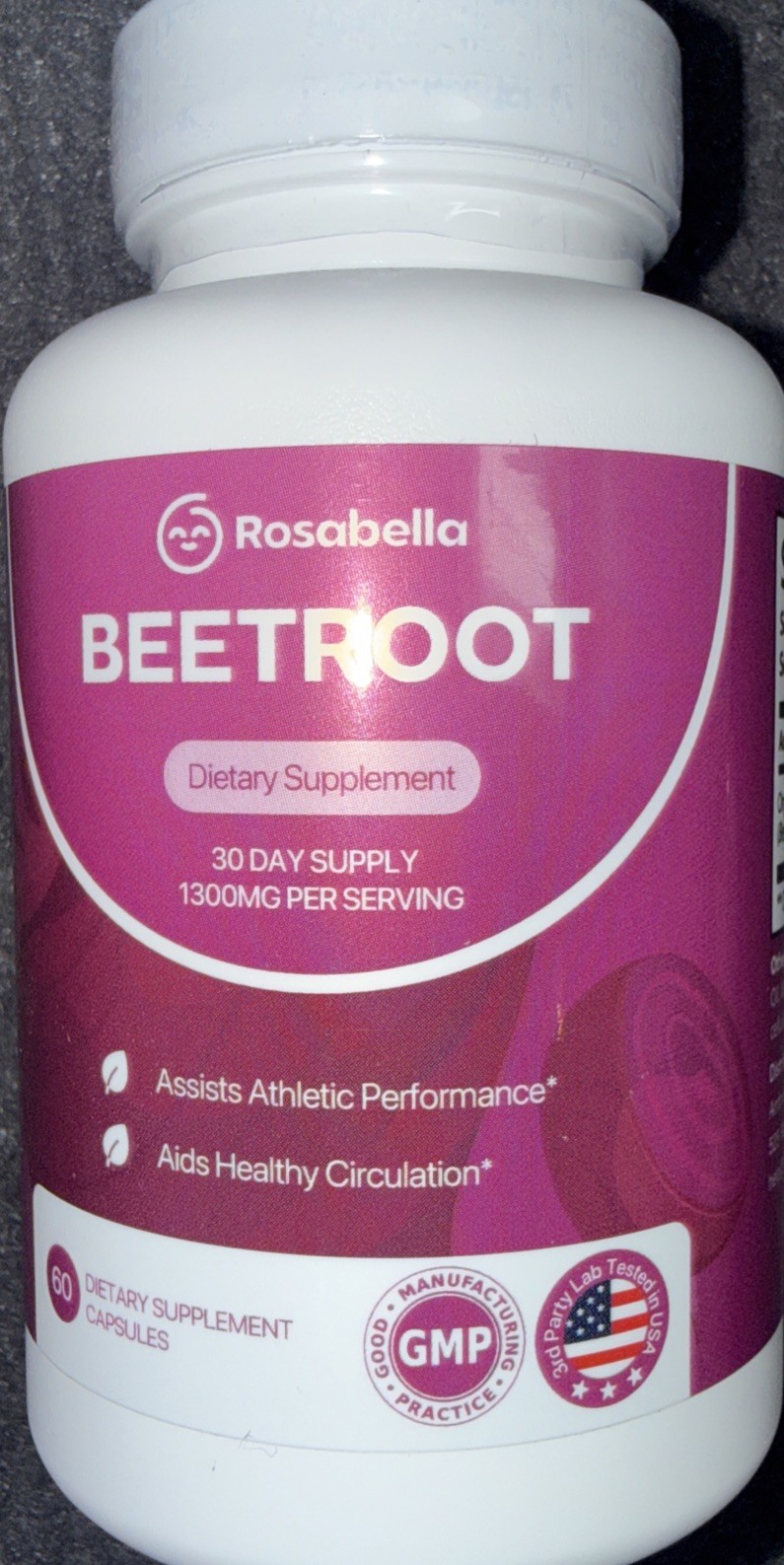 Rosabella Organic Beetroot 60 Cap Supplement Natural Energy 1/28 Beet Root