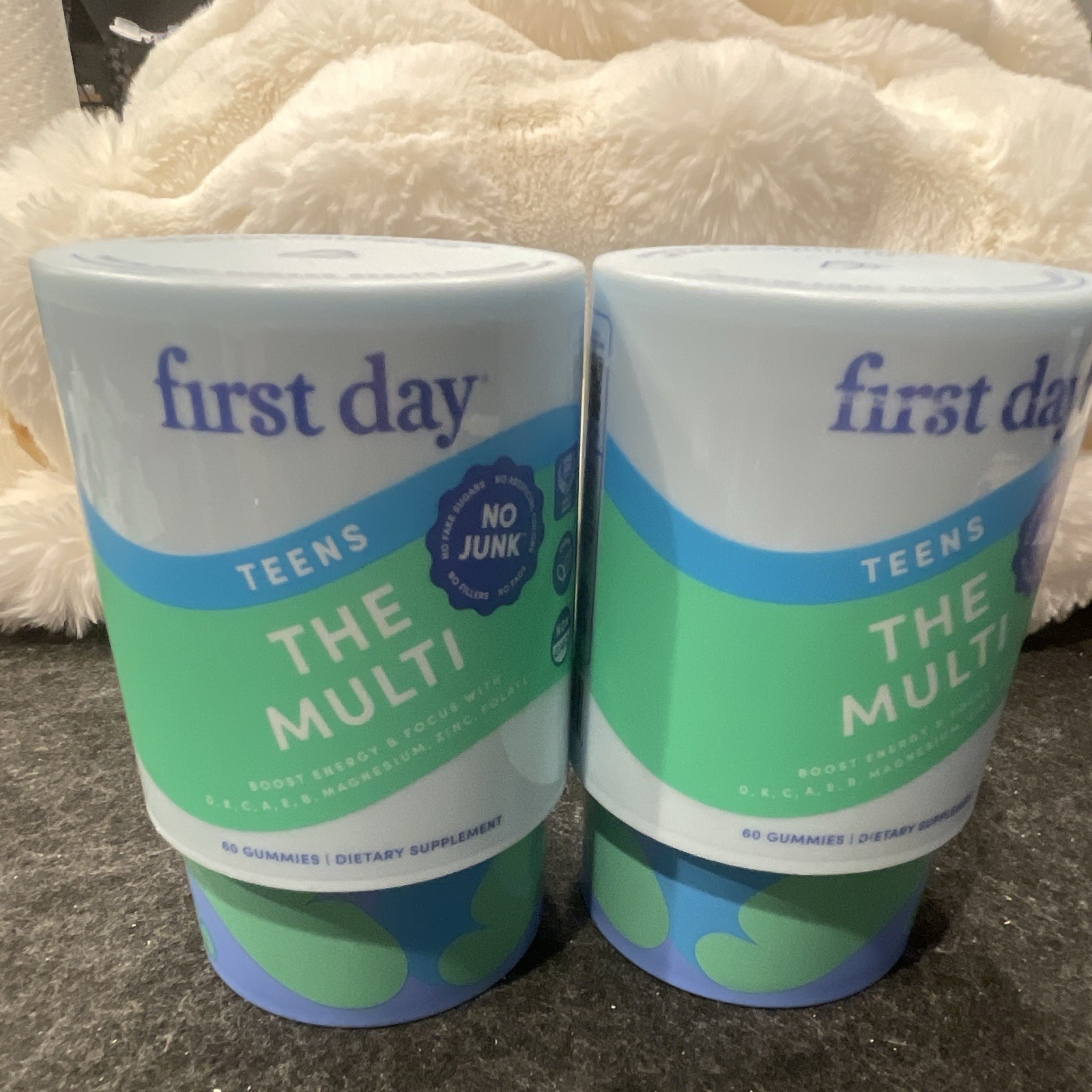 first day Teens Multivitamin Gummies Vegan No Junk Strawberry Lemon 60ct 2pk