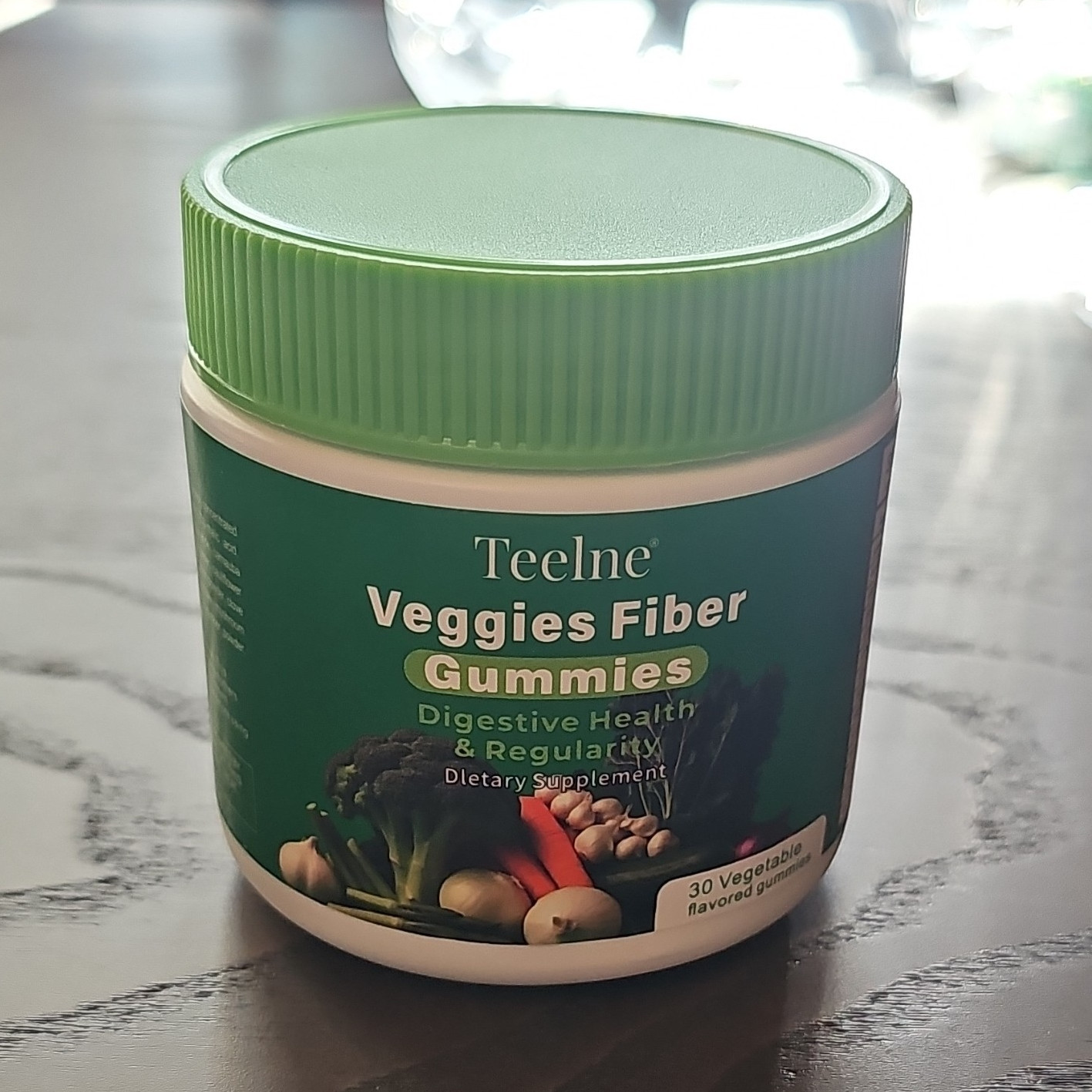 Teelne Fiber Gummies Digestive Support Vegetable Flavor 30 Spinach Carrot Kale
