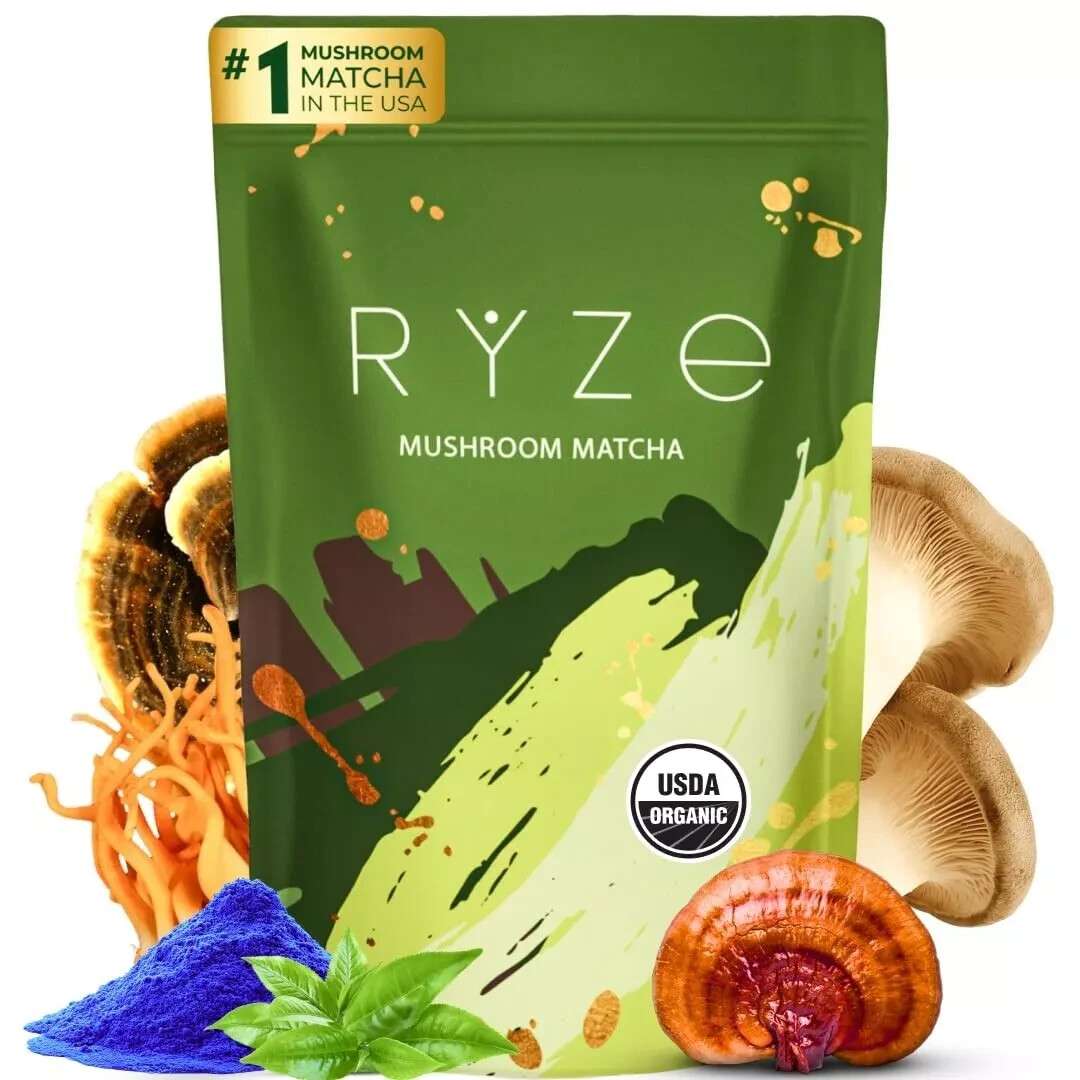 Ryze Organic Mushroom Matcha – 30 Servings Sealed Exp 2/26