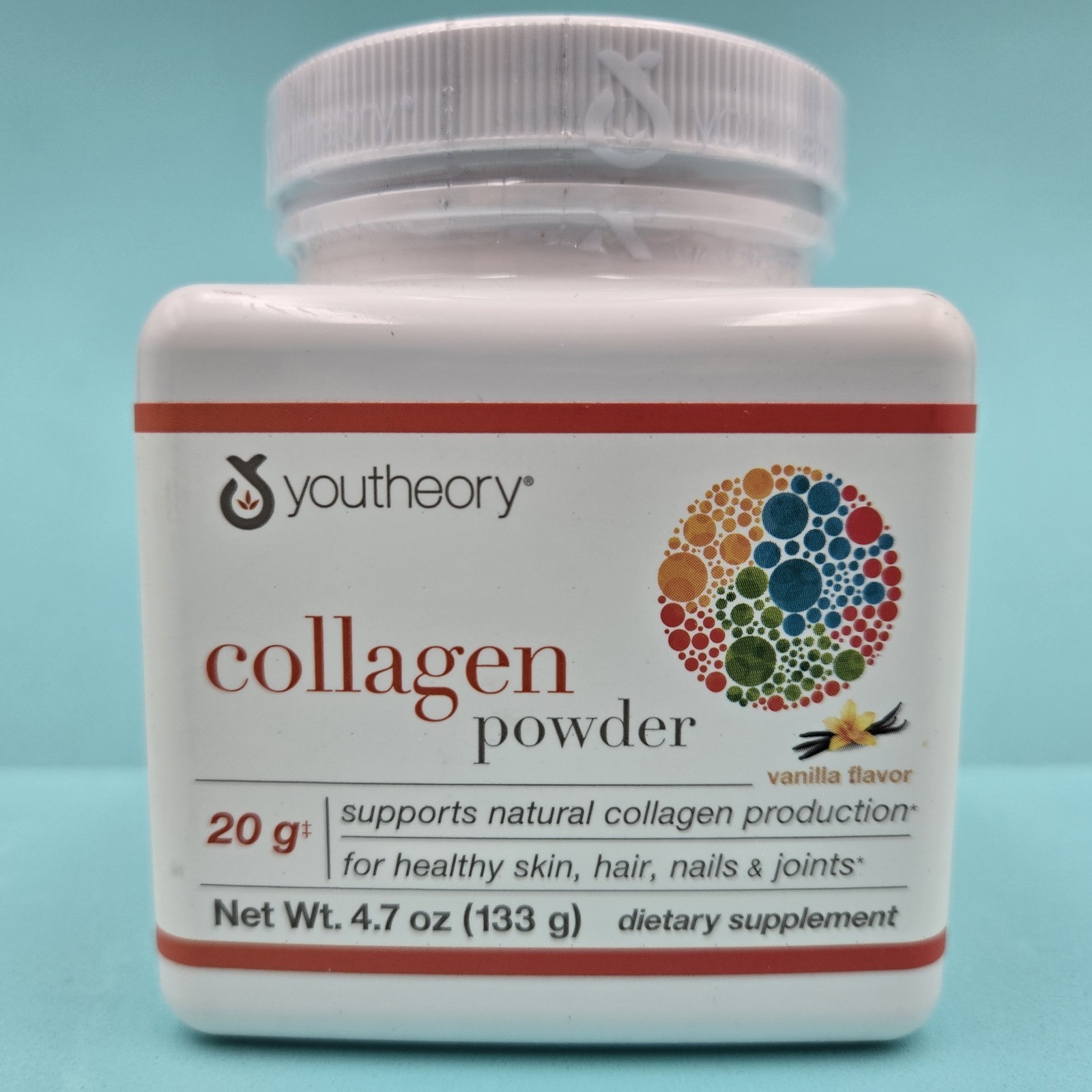 youtheory Collagen Powder Vanilla 4.7oz Jar 23g Serving Hair Skin Nails Joints