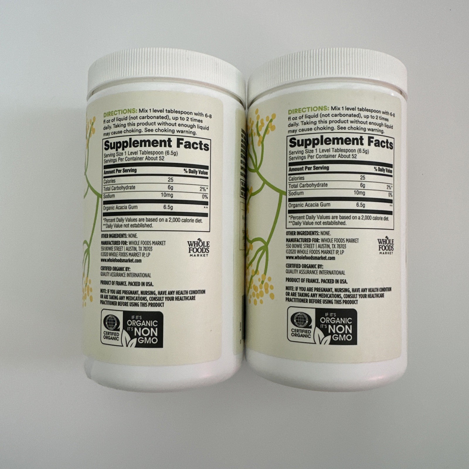(2) 365 by Whole Foods Market Organic CLEAR Acacia Powder 12oz, Exp. 01/27