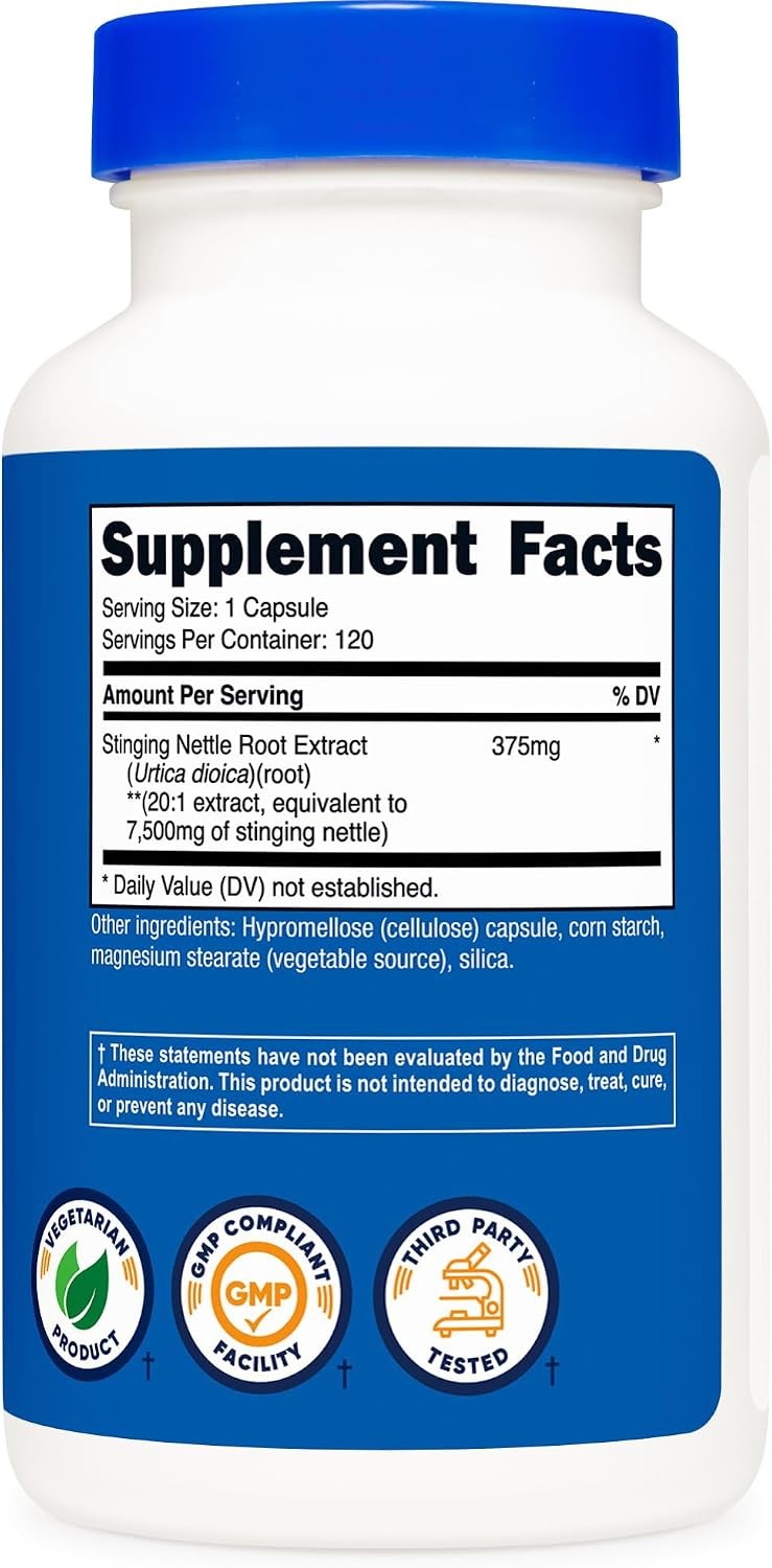 Extracto De Hoja De Ortiga 7500 Mg | 120 Capsulas | Sin Ogm Y Gluten Gratis
