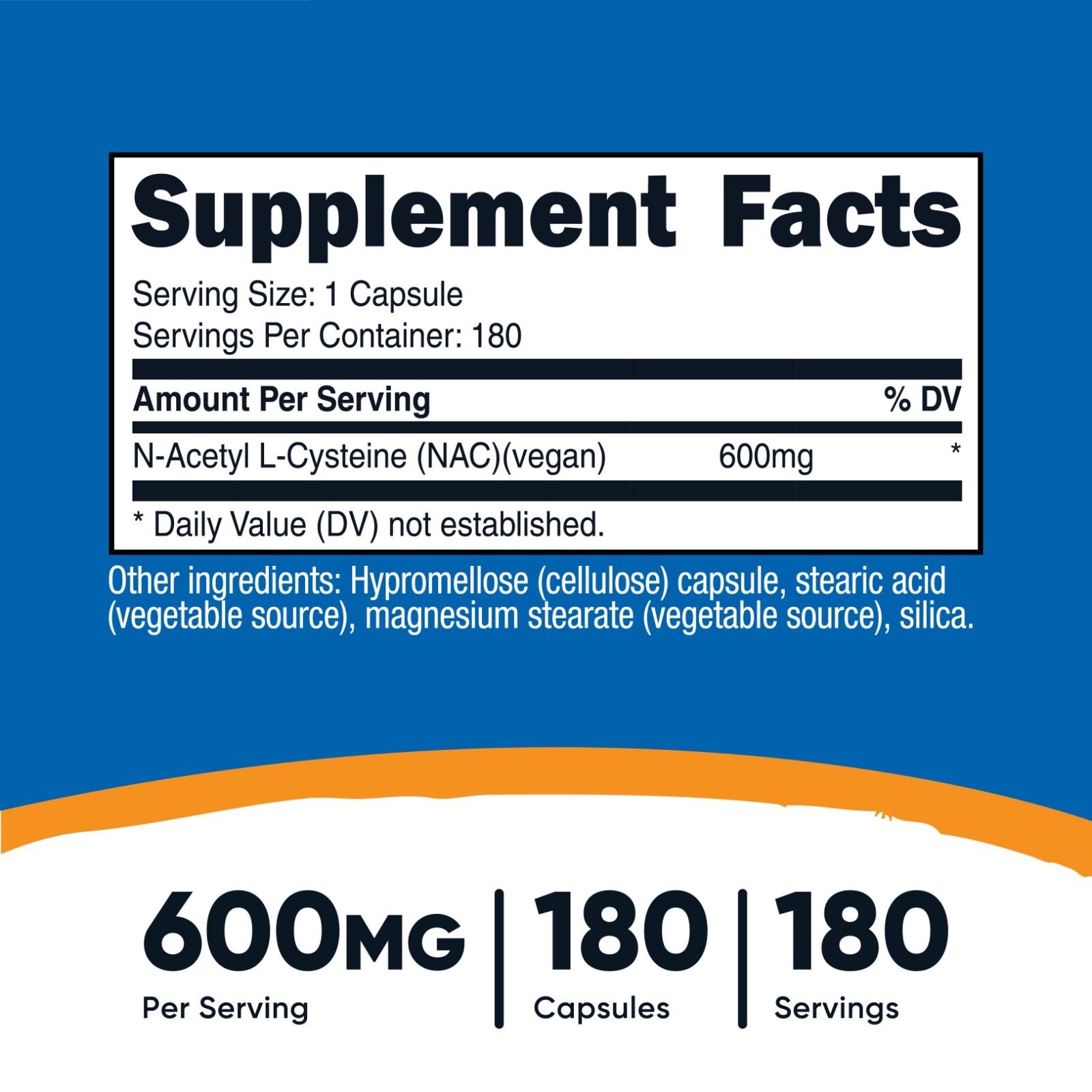 Nutricost N-Acetyl L-Cysteine (NAC) 600mg, 180 Capsules – Non-GMO & Gluten Free