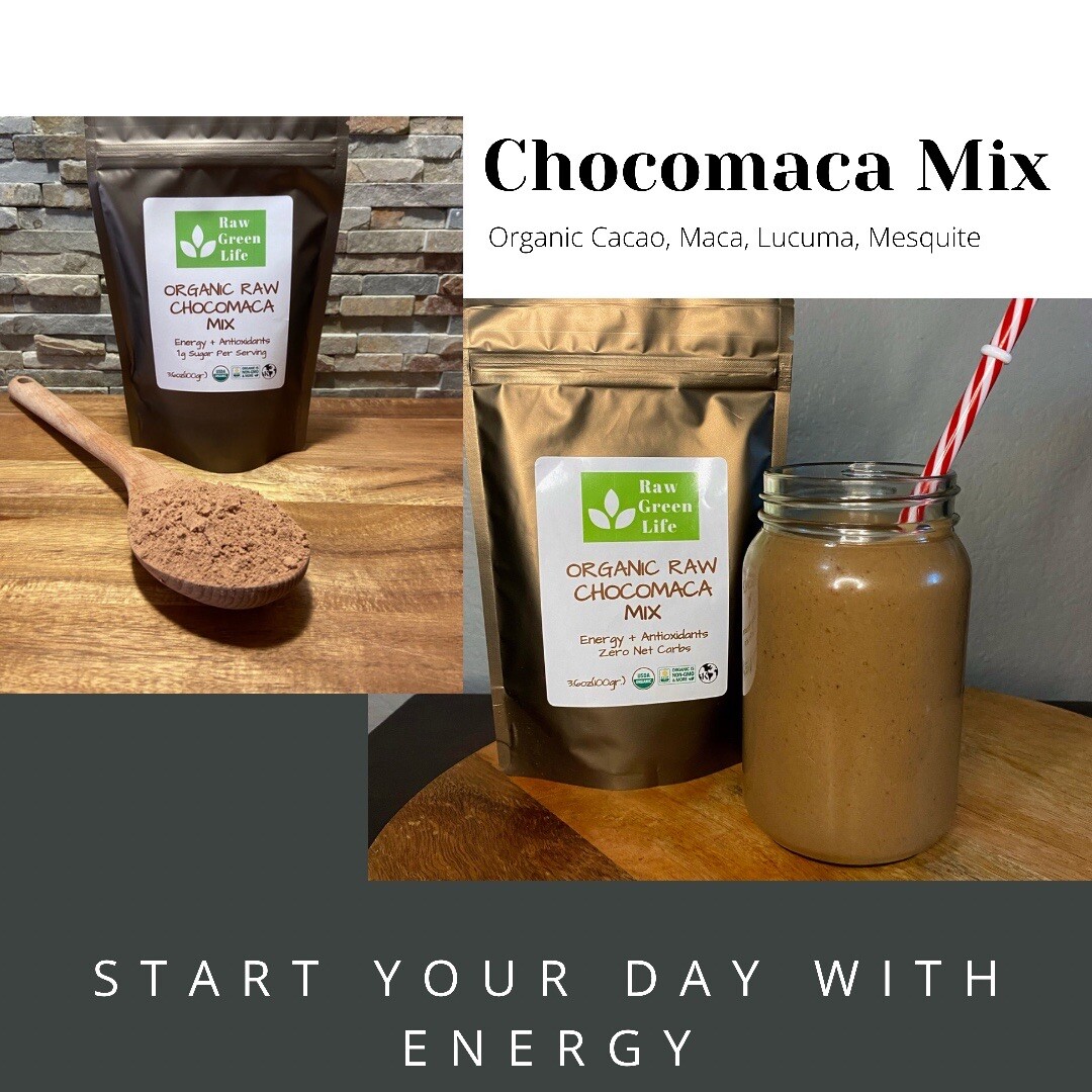 MIX CHOCOMACA RAW VEGAN KETOFRIENDLY ORGANIC SUPERFOOD DRINK MIX 3.6oz