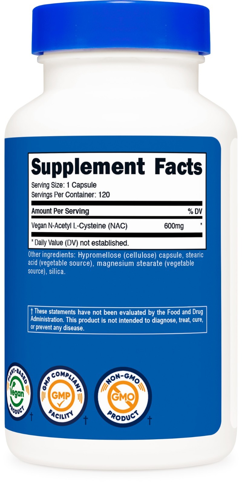 Nutricost N-Acetyl L-Cysteine (NAC) 600mg, 120 Vegan Capsules – Non-GMO