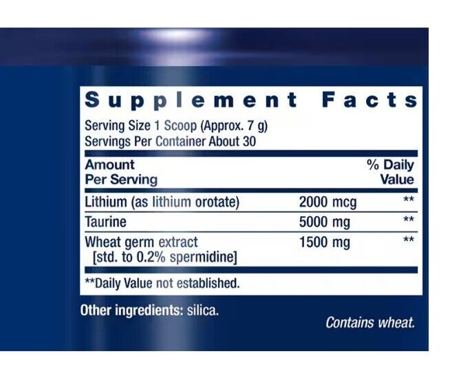 Life Extension Healthy Aging Powder 7.4oz Taurine 5000mg Lithium 2000mcg