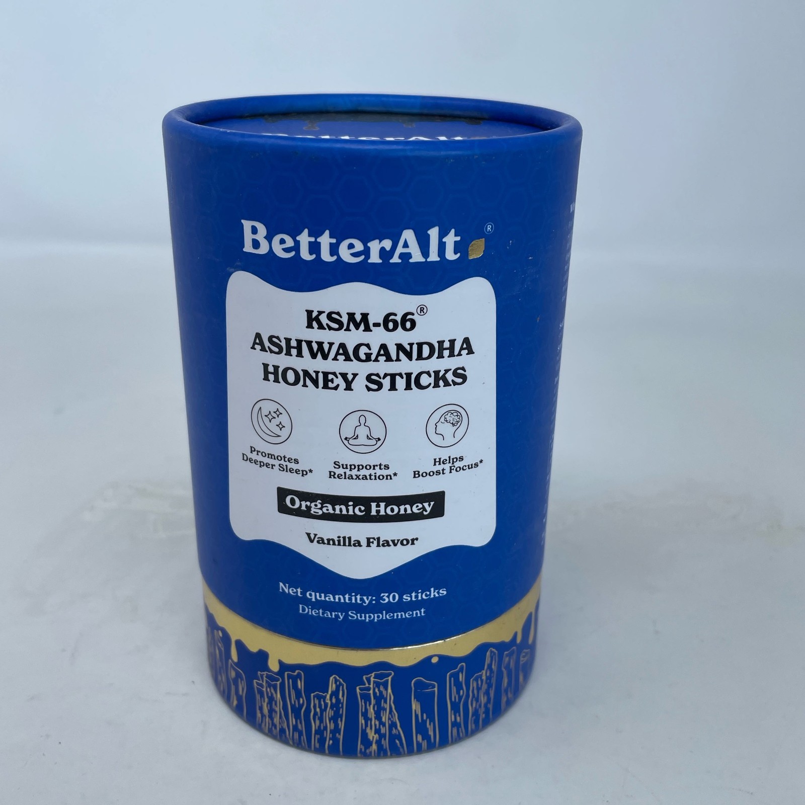 BetterAlt KSM-66 Ashwagandha Honey Sticks, Vanilla, 30 Sticks