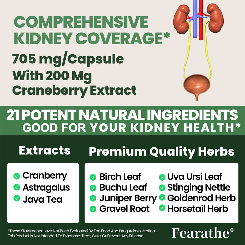 Kidney Health Cleanse Support Detox Natural Supplement High Quality