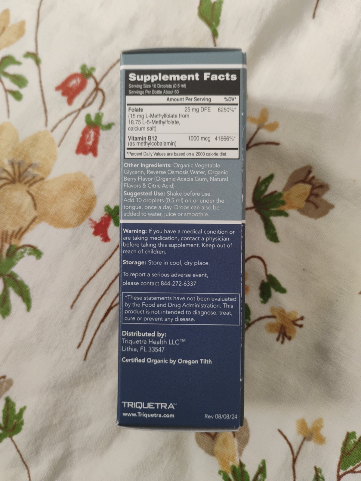 Triquetra L-Methylfolate (15 mg) Plus Methyl-B12 60 Servings Exp. 09/2027 New
