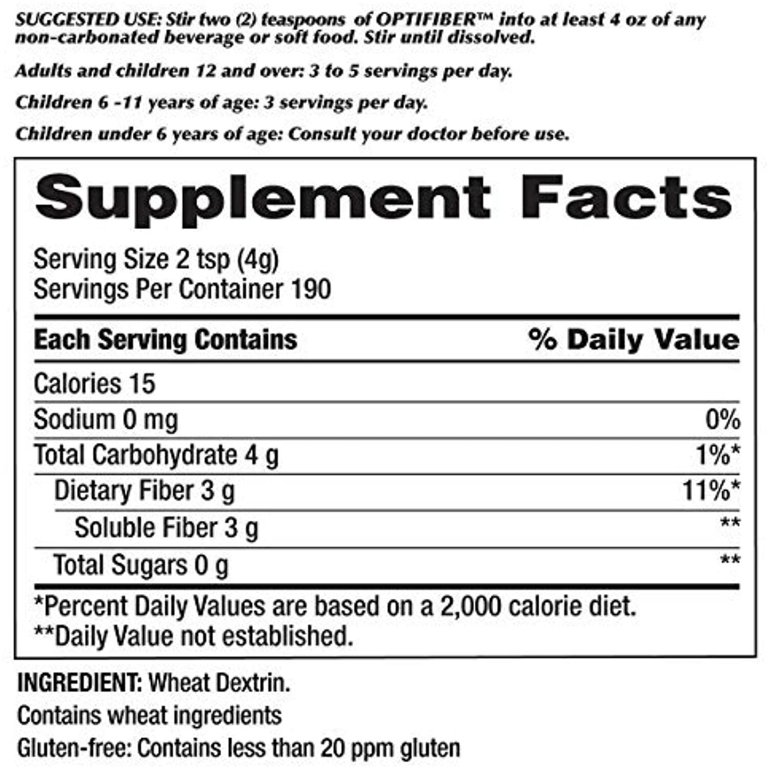 Kirkland Signature OPTIFIBER Sugar Free Favor Free Gluten Free Non Thickening,