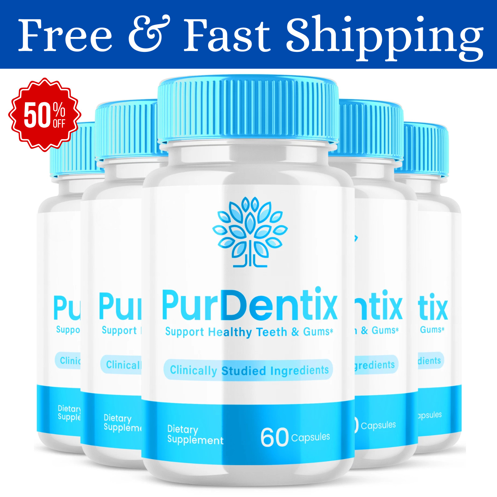 (5 Pack) Purdentix Oral Probiotic Support Healthy Teeth and Gums (300 Capsules)