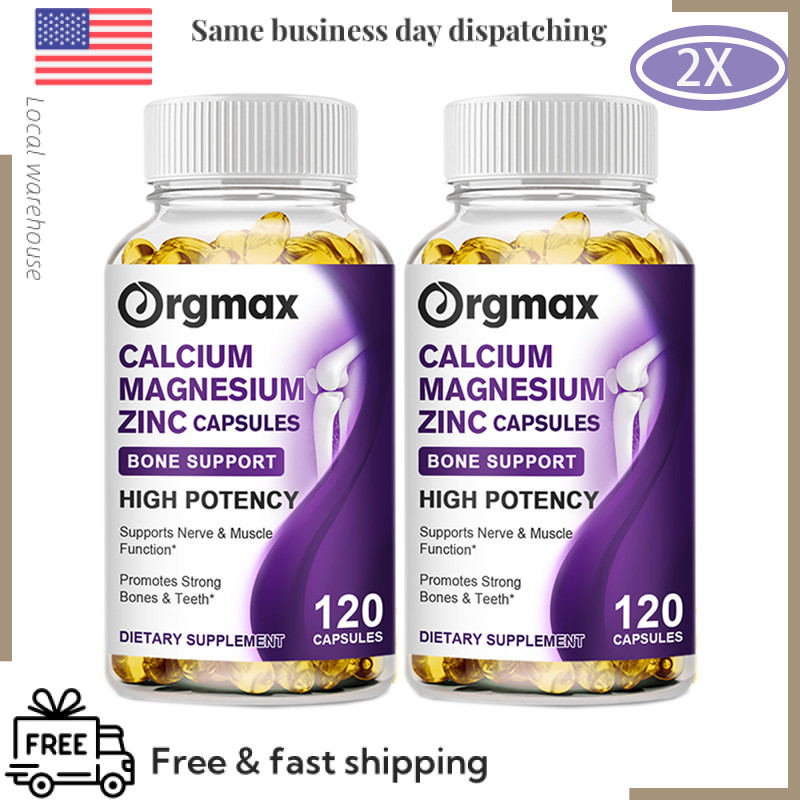 Bone, Muscle & Immune Support – Calcium Magnesium Zinc with D3, 2-Pack Capsules