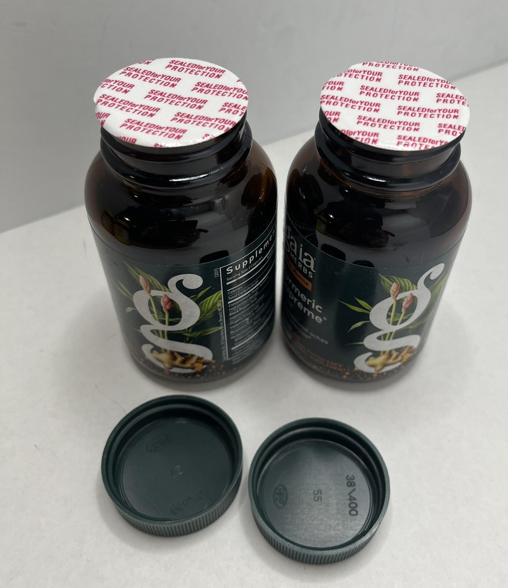 Gaia 2pk Herbs Turmeric Supreme Ache 60 Caps Exp 8/27 Joint Muscle Support