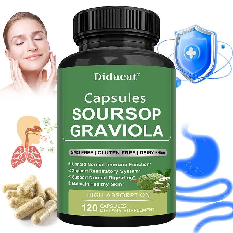 Graviola Capsules For Immunity,Healthy Breathing,Digestion & Clear Skin 120Caps