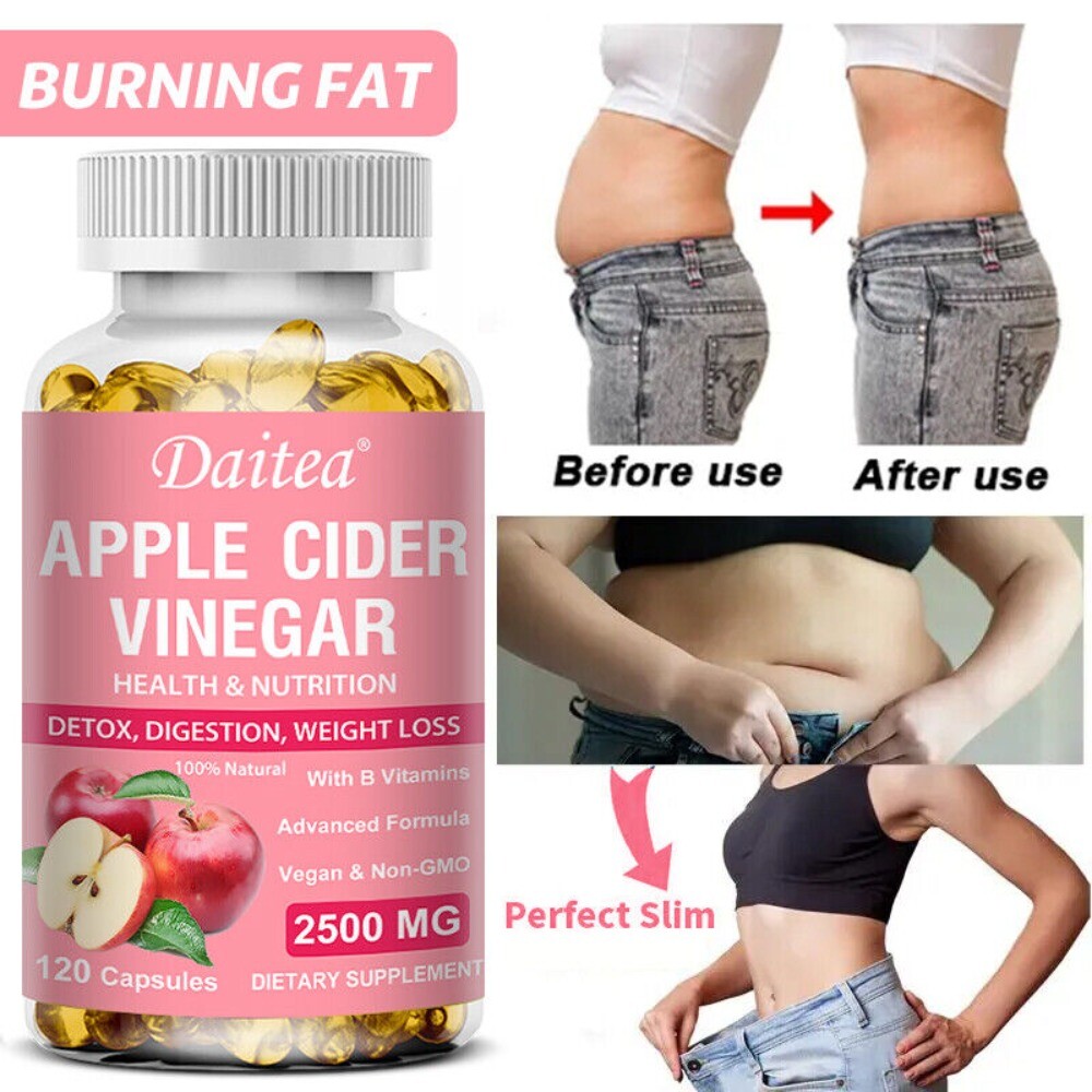 Apple Cider Vinegar 2500mg 120 Capsules With the Mother Vitamin B12 Diet &Health