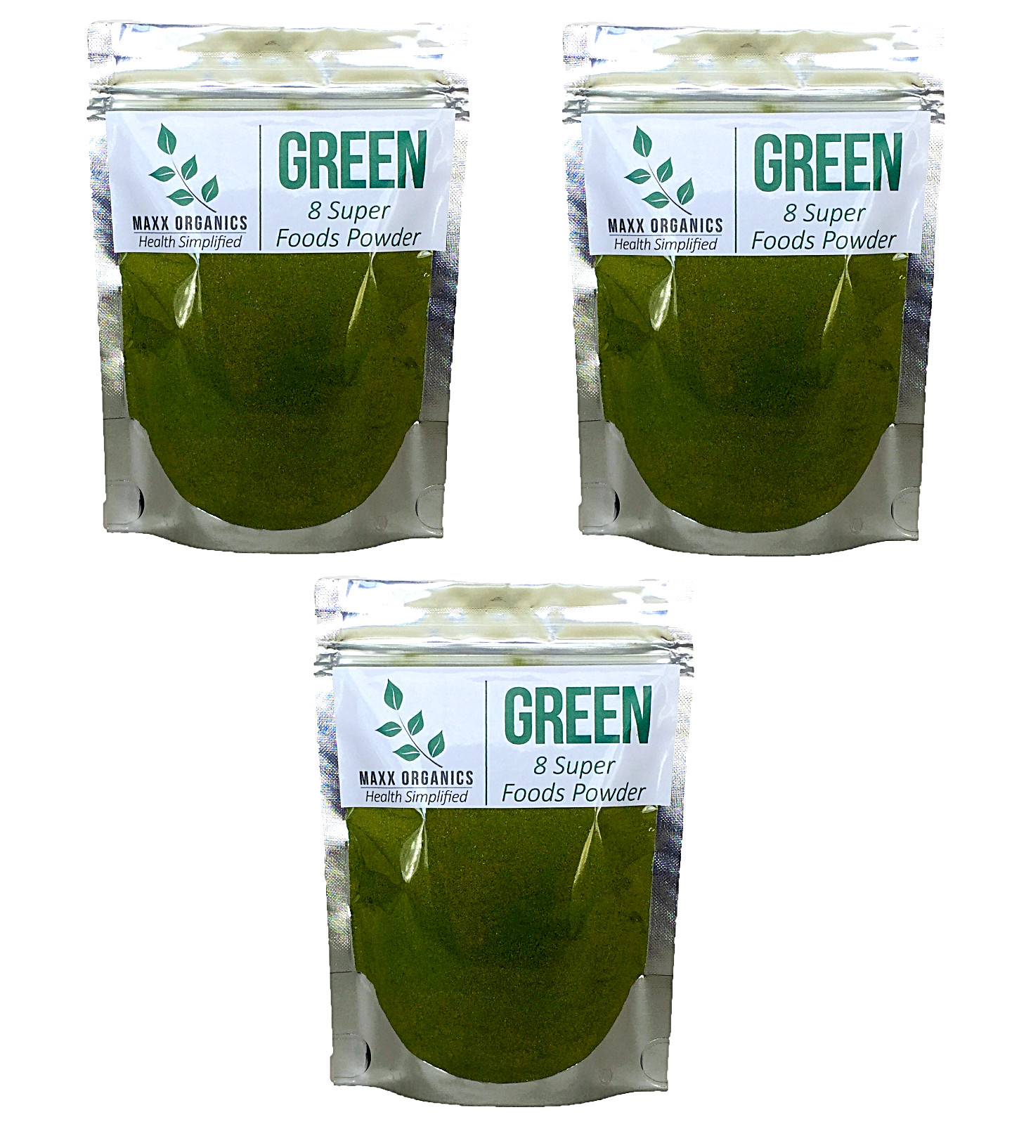 MAXX Organics 3pk GREEN SUPERFOOD POWDER 90 Day Supply Compare to Organifi Juice