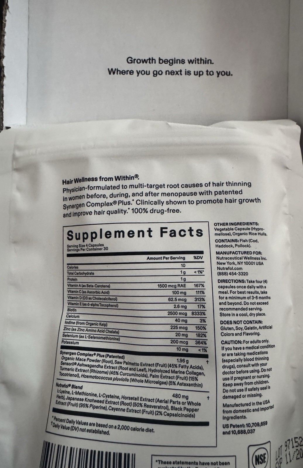 Nutrafol Women’s Balance Hair Growth Supplement Refill 120 Capsules Exp 11/2027