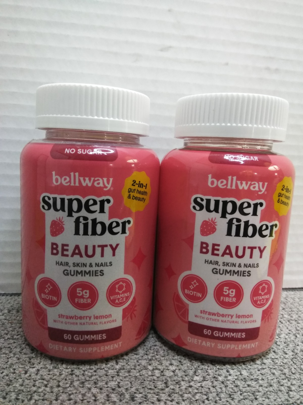 Bellway STRAWBERRY LEMON Super Fiber Gummies 60-EA (2PK BUNDLE)