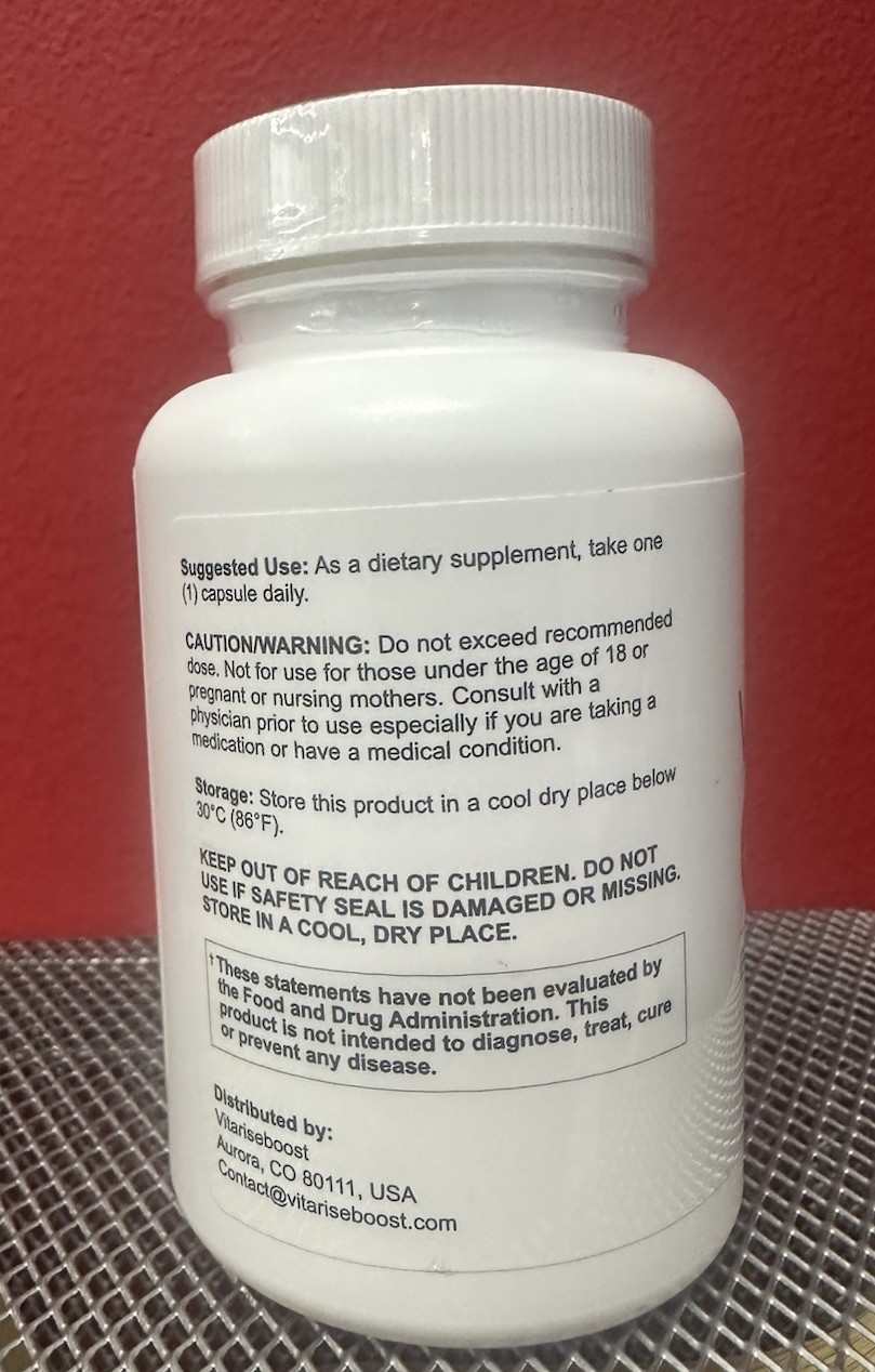 Vitarise Caps Testtosterone Booster 30 Capsules Dietary Supplement Sealed