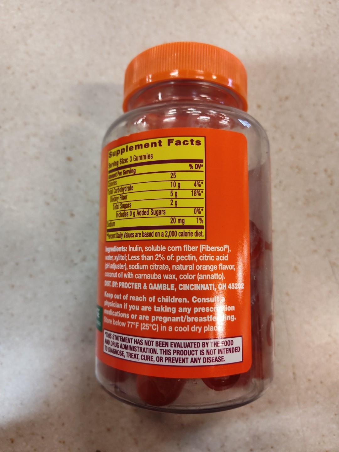 Metamucil Fiber Sugar-Free Orange Gummies Supplement – Pack of 72