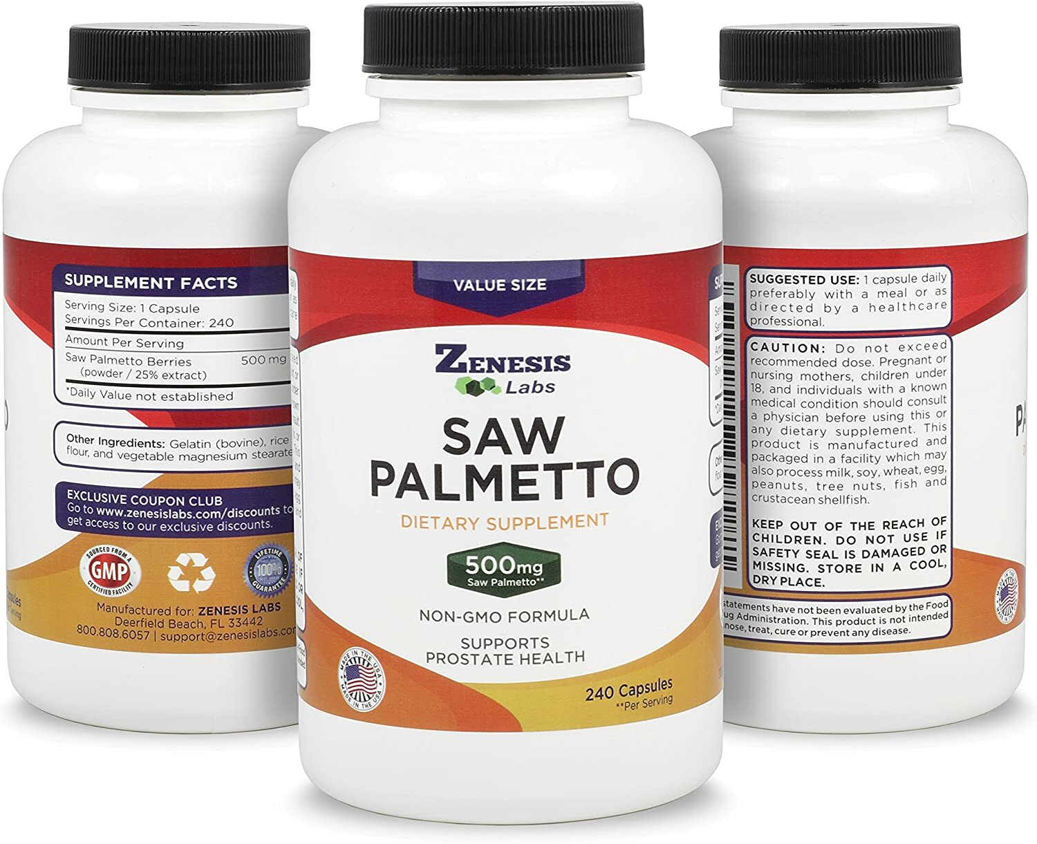 Saw Palmetto – (2 bottle set) Value Size – 480 capsules $0.08 (approx) per cap