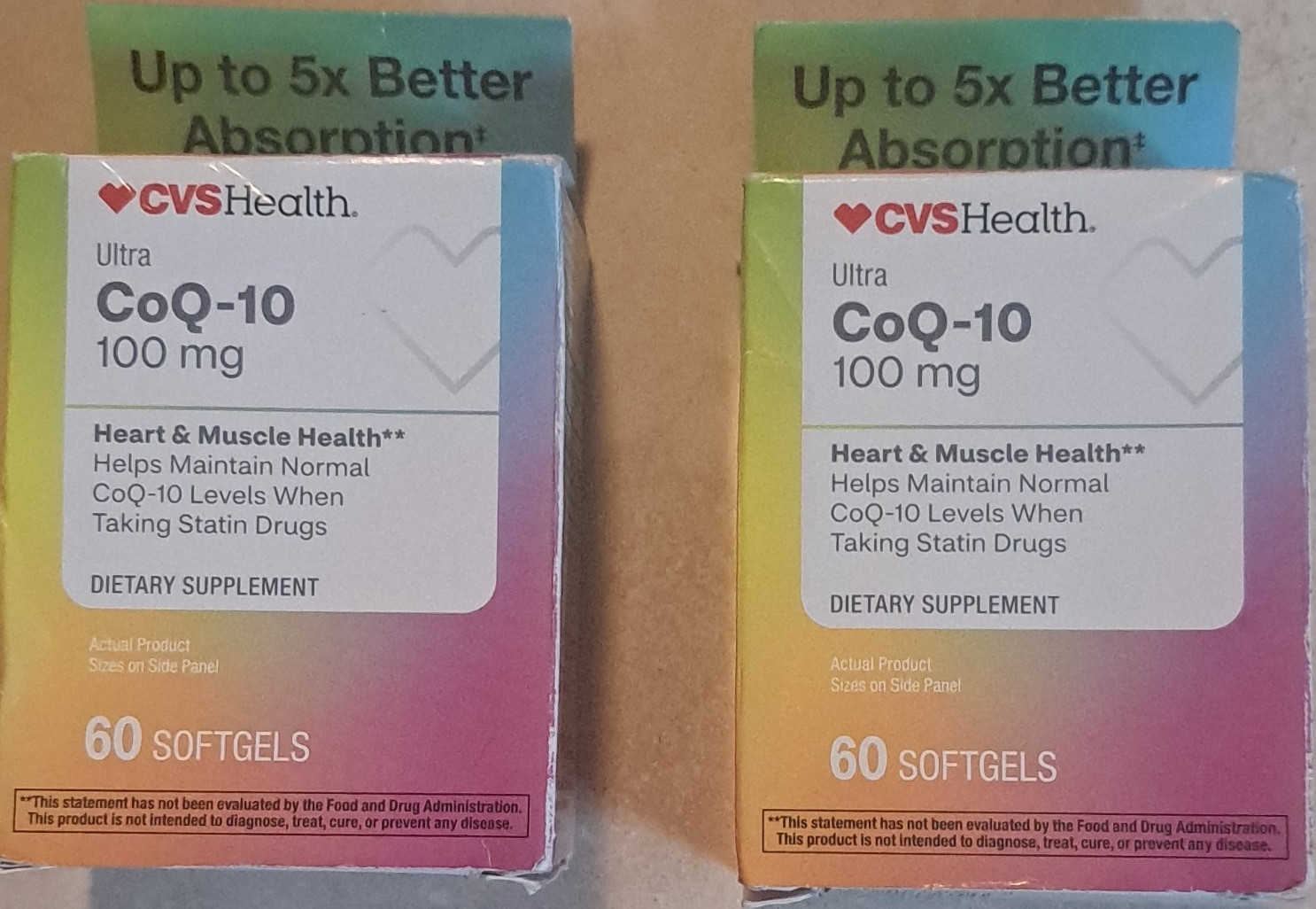 2 bottles CVS Health Ultra CoQ-10 100mg 60 Softgels Heart & Muscle Gluten-Free