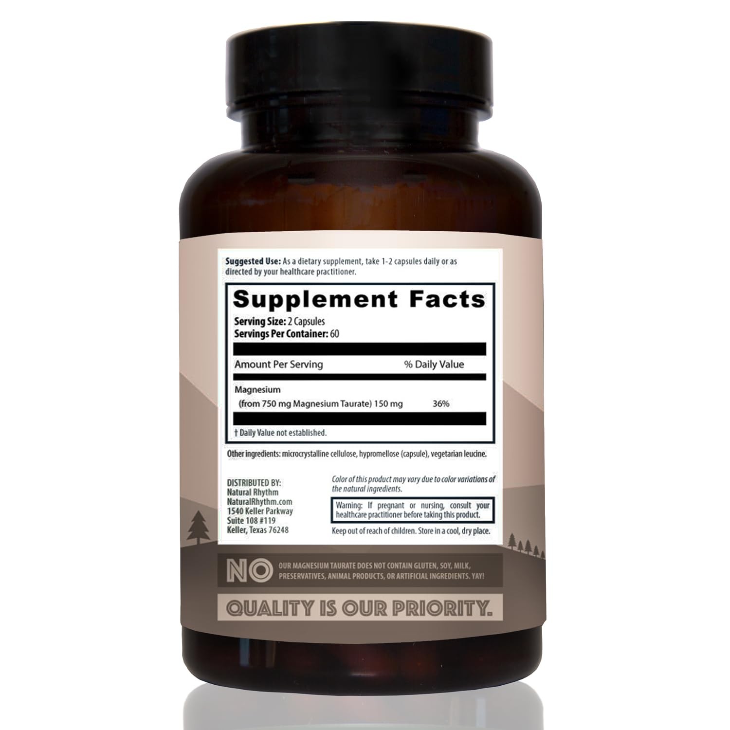 Magnesium Taurate 750mg (150mg Elemental Magnesium) – 120 Count (Pack of 1)
