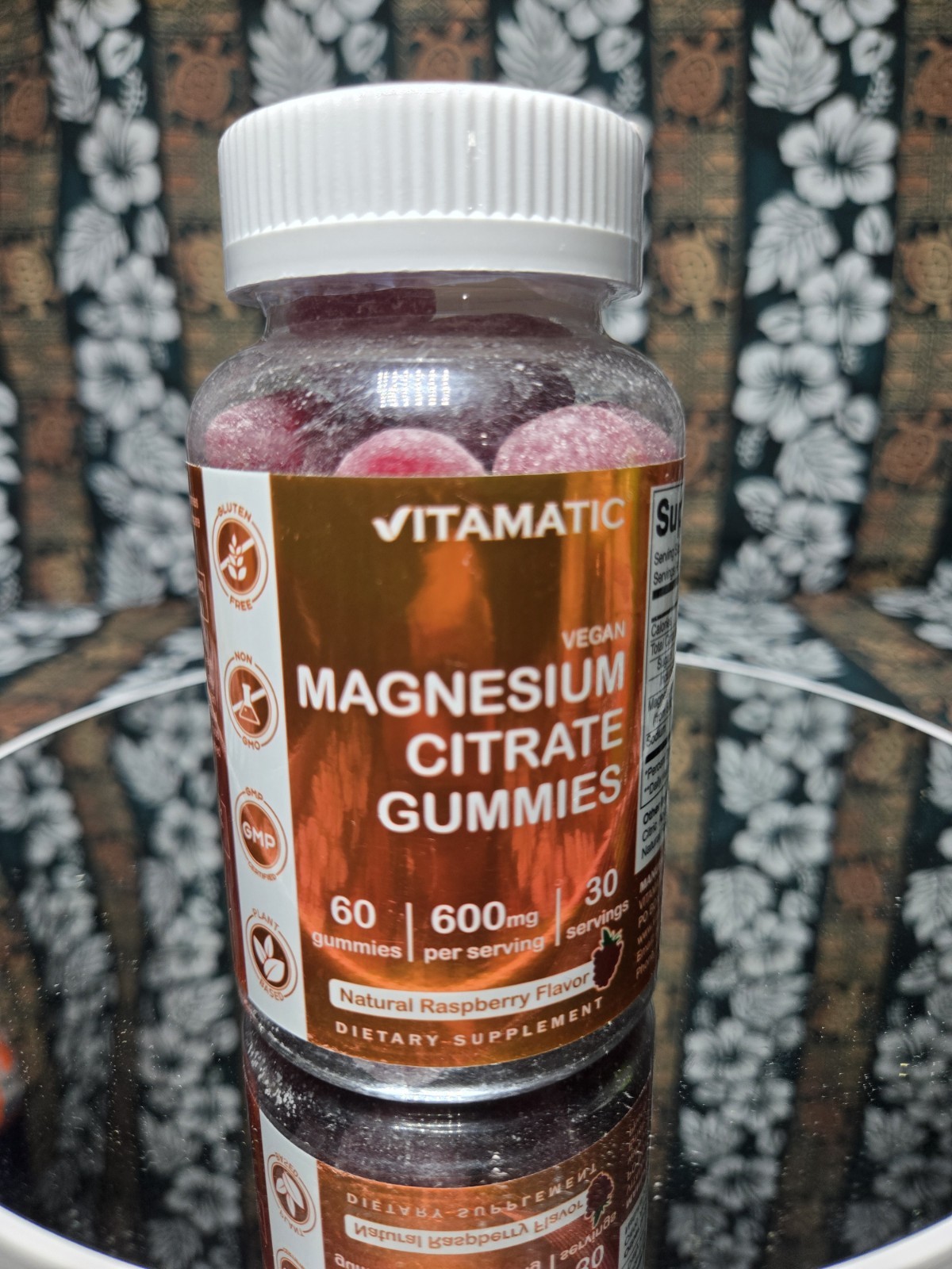 Vitamatic Magnesium Citrate Gummies 60 Vegan Gluten Free Natural Raspberry