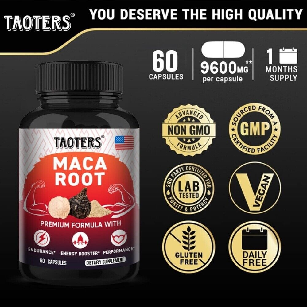 Maca Root Capsules with Ginseng and Saw Palmetto Support Libido Enhancement