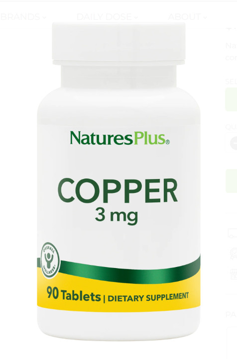 Nature’s Plus 3mg Copper 90 Count/90 Servings